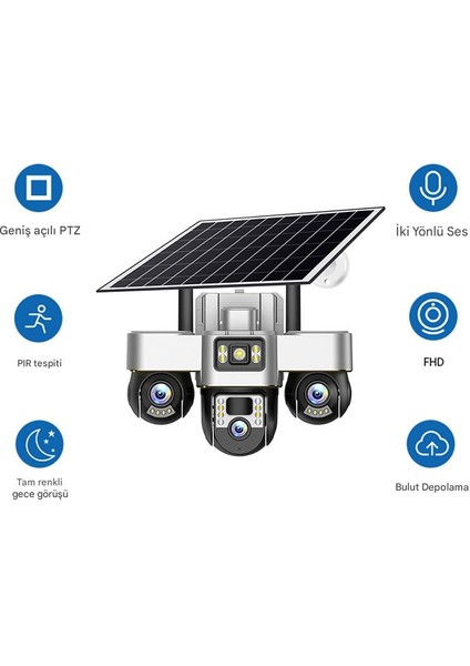 1 Alana 1 Bedava! Güneş Enerjili 6mp Sım Kamera + 4mp Wifi Kamera Seti. Iç ve Dış Mekan Için Eksiksiz Güvenlik Paketi fiyatları