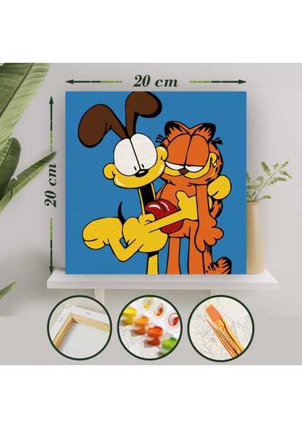 Sayılarla Boyama 20X20 Tuval Seti Fırça Boya Dahil Çıtaya Gerili - Garfield