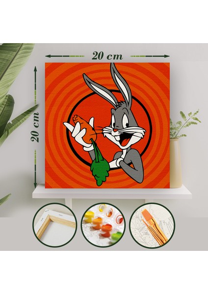 Sayılarla Boyama 20X20 Tuval Seti Fırça Boya Dahil Çıtaya Gerili - Bugs Bunny