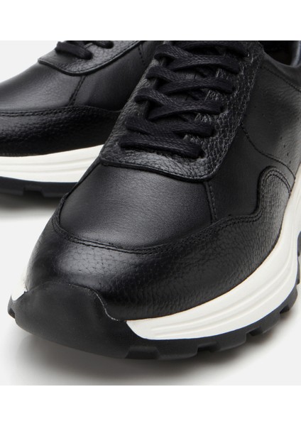 02AYY308600A100 ERKEK Deri Siyah Spor Ayakkabı modelleri