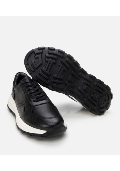 02AYY308600A100 ERKEK Deri Siyah Spor Ayakkabı
