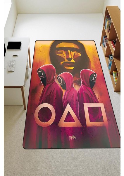 Parlak Kadife Kumaş Dijital Baskı Dot Kaymaz Tabanlı Çocuk ve Genç Odası Halısı H0536