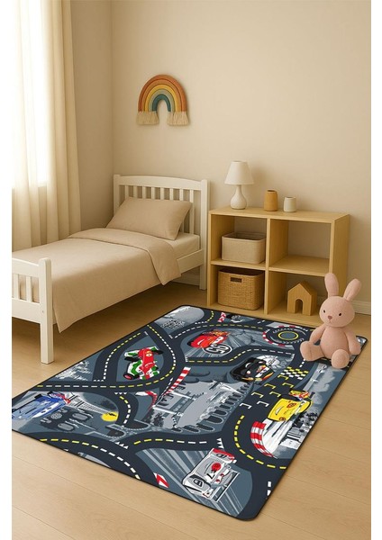 Parlak Kadife Kumaş Dijital Baskı Dot Kaymaz Tabanlı Çocuk ve Genç Odası Halısı H0928