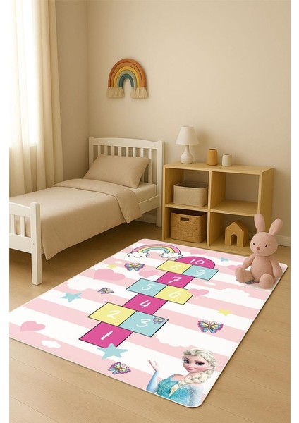 Parlak Kadife Kumaş Dijital Baskı Dot Kaymaz Tabanlı Çocuk ve Genç Odası Halısı H0971