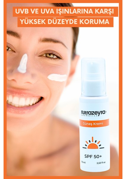 leke karşıtı, SPF 50 yüksek korumalı, suya dayanıklı yüz ve vücut güneş kremi 75 ml indirimleri