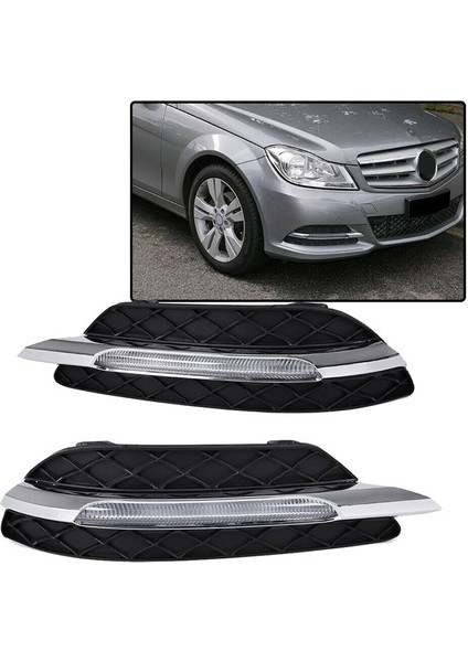 Çift LED Drl Gündüz Koşu Farları Sis Lambası Mercedes Benz C-Serisi W204 C250 C300 11-13 (Yurt Dışından) indirimleri