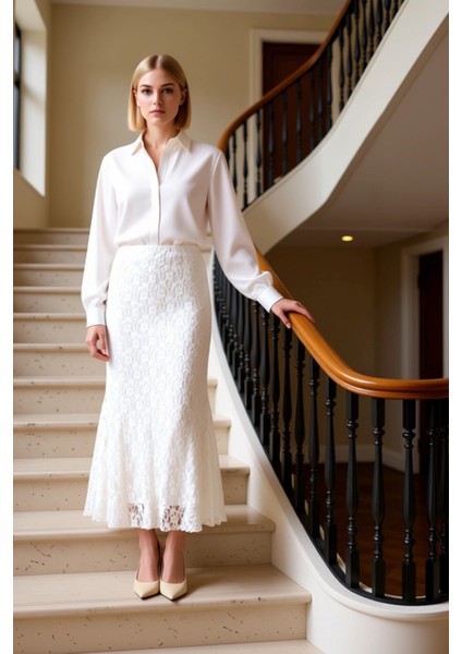 Kadın Yüksek Bel A Line Örme Dantel Maxi Etek Fonksiyonel Dayanıklı Kaliteli Konforlu Spor fiyatları