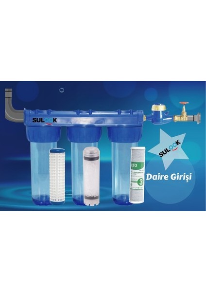 Daire Girişi Su Arıtma Silifoz Filtreli Tip 3/4"
