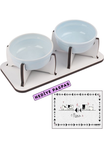 Ahşap Sabit Tabanlı 2'li Mama ve Su Kabı fiyatları