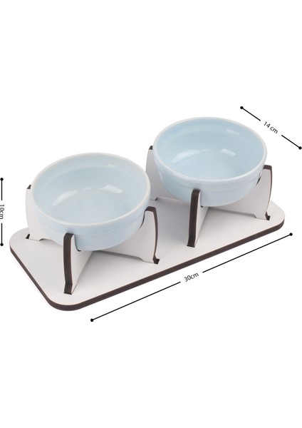 Ahşap Sabit Tabanlı 2'li Mama ve Su Kabı modelleri