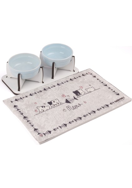 Ahşap Sabit Tabanlı 2'li Mama ve Su Kabı fırsatları