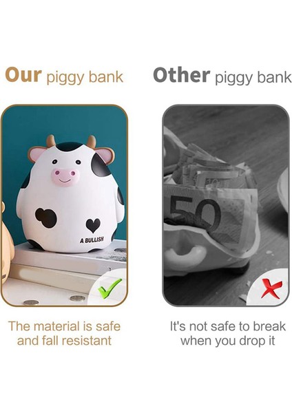 2x Kumbara,erkekler ve Kızlar Için Şırin Inek Para Bankası,çocuk Kırılmaz Para Bankası,çocuklar Için En Iyi Doğum Günü,beyaz (Yurt Dışından) indirimleri