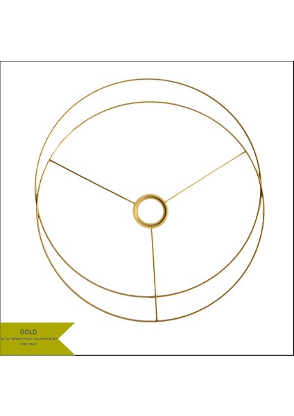 Abajur Teli - Mat Gold - 2’li Set 38 cm | E27 Uyumlu Halka + Boş Halka | Abajur & Makrome Avize Tel Iskeleti | Galvanizli 4mm Metal | El Yapımı Abajur ve Makrome Avize Yapımı Için