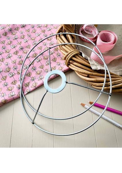 Abajur Teli – Boyasız - 2’li Set 30 cm | E27 Uyumlu Halka + Boş Halka | Abajur & Makrome Avize Tel Iskeleti | Galvanizli 4mm Metal | El Yapımı Abajur ve Makrome Avize Yapımı Için