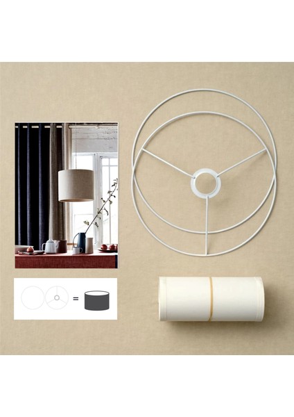 Abajur Teli – Boyasız - 2’li Set 47 cm | E27 Uyumlu Halka + Boş Halka | Abajur & Makrome Avize Tel Iskeleti | Galvanizli 4mm Metal | El Yapımı Abajur ve Makrome Avize Yapımı Için fırsatları