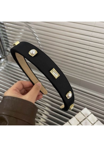 Yüksek Kranial Üst Saç Bandı Kıdemli Siyah Duygusu Küçük Parfüm Kafa Bandı Kore Inci Yay Basit Saç Grotto Kadın Saç Aksesuarları (Yurt Dışından)