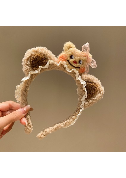 Yeni Peluş Saç Bantları Kadın Sonbahar ve Kış Saç Aksesuarları Sevimli Tavşan Kulakları Saç Tokası Kafa Bandı Yı Yüz Saç Bandı Çocuk Saç Kartı Şapkalar (Yurt Dışından)