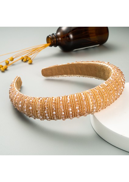 Saç Bantları El Dokuması Boncuklu Kafa Bandı Kadın Ok Sünger Basit Yı Yüz Headdress Saç Aksesuarları Kore Versiyonu (Yurt Dışından)