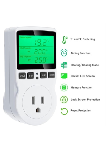Dijital Sıcaklık Denetleyicisi Arkadan LCD Screce Termostat Isıtma Soğutma Çıkış Fişi Sürüngen Inkübatör Us Fişi (Yurt Dışından) modelleri
