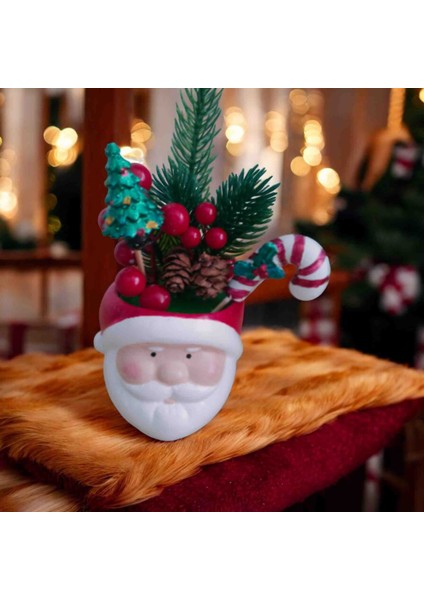Yılbaşı Mini Santa Dekor – Noel Baba Figürlü Yeni Yıl Masa ve Ev Süsü – Çam Ağacı & Şeker Kamışı Detaylı Hediyelik