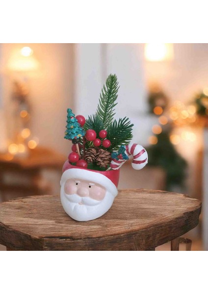 Yılbaşı Mini Santa Dekor – Noel Baba Figürlü Yeni Yıl Masa ve Ev Süsü – Çam Ağacı & Şeker Kamışı Detaylı Hediyelik modelleri