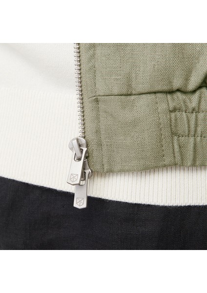 Jack&jones Blaleister Linen Blend Bomber Erkek Haki Klasik Yaka Ceket indirimleri