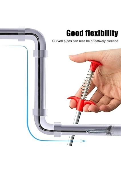 Tıkanıklık Açma Makinesi Gider Borusu Açma Temizleme Çubuğu Aparatı Mutfak Banya Drenaj Duş Tuvalet Kanalizasyon 90CM modelleri
