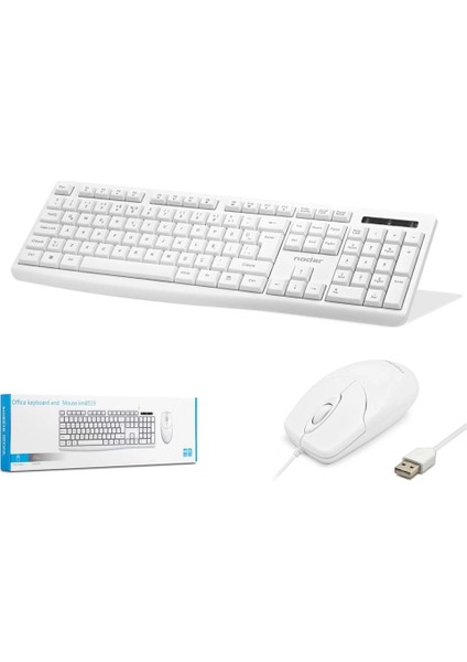 KM8520 Kablolu Klavye ve Mouse Set Q Beyaz