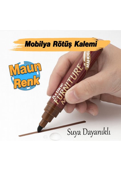 Maun Renk Mobilya Rötuş Kalemi Ahşap Masa Sehpa Dolap Kalemi Parke Çizik Giderici Çatlak Kapatıcı
