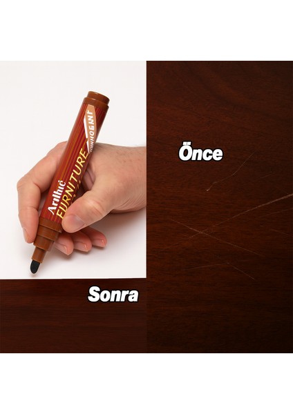 Maun Renk Mobilya Rötuş Kalemi Ahşap Masa Sehpa Dolap Kalemi Parke Çizik Giderici Çatlak Kapatıcı fiyatları