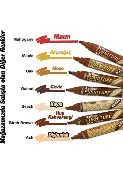Maun Renk Mobilya Rötuş Kalemi Ahşap Masa Sehpa Dolap Kalemi Parke Çizik Giderici Çatlak Kapatıcı fırsatları