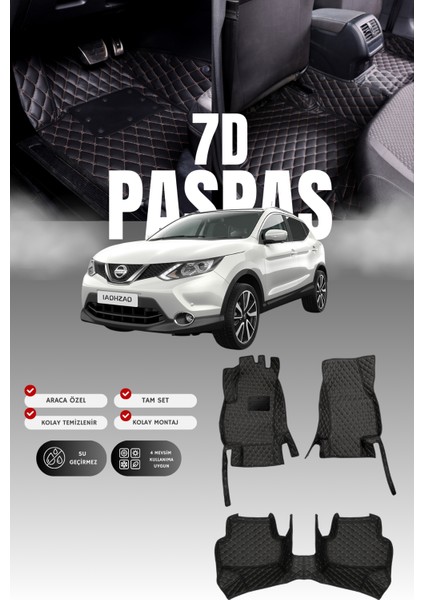 Nissan Qashqai (2014-2021) 7d Deri Havuzlu Oto Paspas | Tam Koruma,araca Özel & Hızlı Montaj