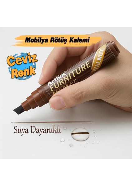 Ceviz Renk Mobilya Rötuş Kalemi Ahşap Masa Parke Dolap Kalemi Çizik Giderici Çatlak Kapatıcı