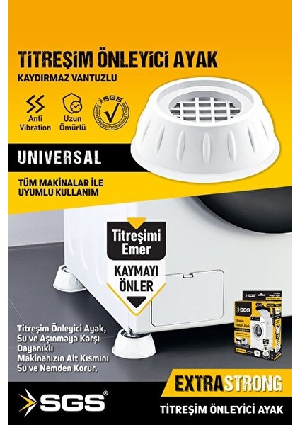 Çamaşır Makinesi Titreşim ve Ses Önleyici Kaydırmaz Ayak 4 Lü Set Beyaz Renk modelleri
