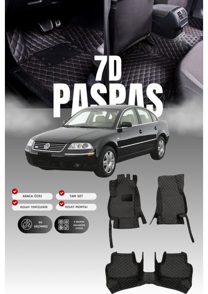 Volkswagen Passat B5.5 (2001-2005) 7d Deri Havuzlu Oto Paspas | Tam Korum,araca Özel & Hızlı Montaj