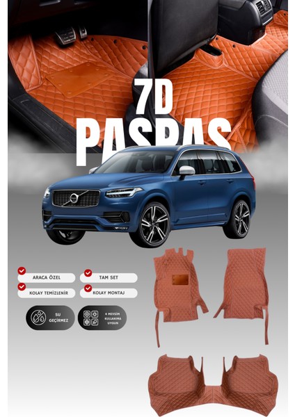 Volvo XC90 (2015 ve Sonrası) 7d Deri Havuzlu Oto Paspas | Tam Koruma,araca Özel & Hızlı Montaj