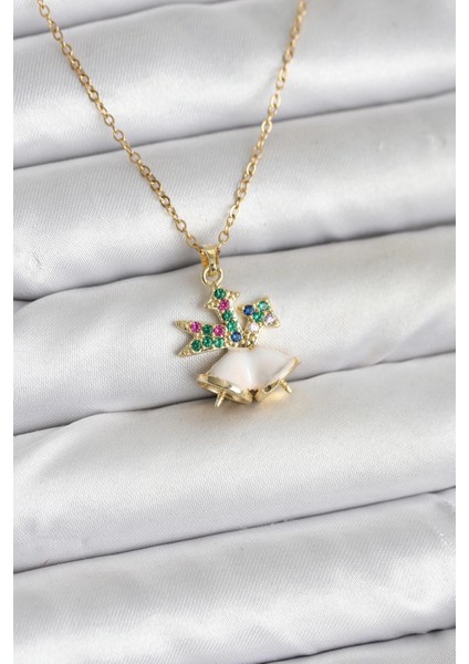 316L Çelik Zincir Gold Renk Chirtsmas Bell Model Yılbaşı Temalı Kadın Kolye