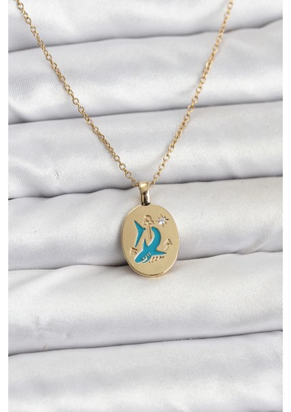 316L Çelik Zincir Gold Renk Shark Figür Kadın Kolye