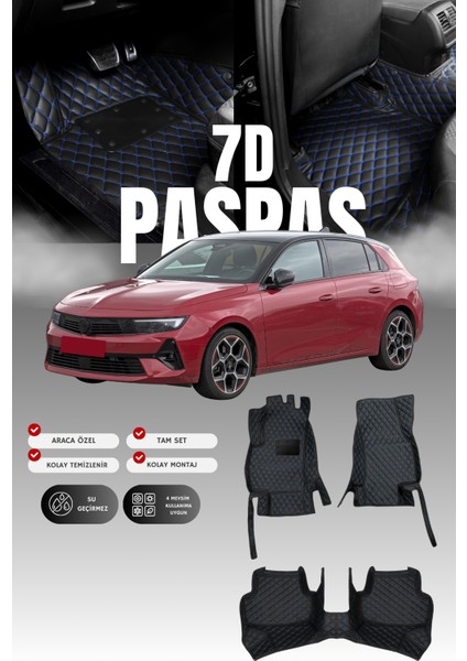 Opel Astra L Hatchback (2021 ve Sonrası) 7d Deri Havuzlu Oto Paspas | Tam Koruma & Hızlı Montaj