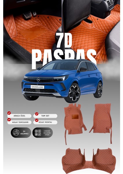 Opel Grandland (2021-2024) 7d Deri Havuzlu Oto Paspas | Tam Koruma,araca Özel & Hızlı Montaj