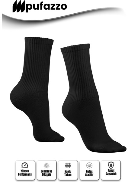Uniseks Siyah Tenis Spor Çorap 6'lı Set - Doğal Pamuk, Dikişsiz, Havlu Taban Soket Çorap modelleri