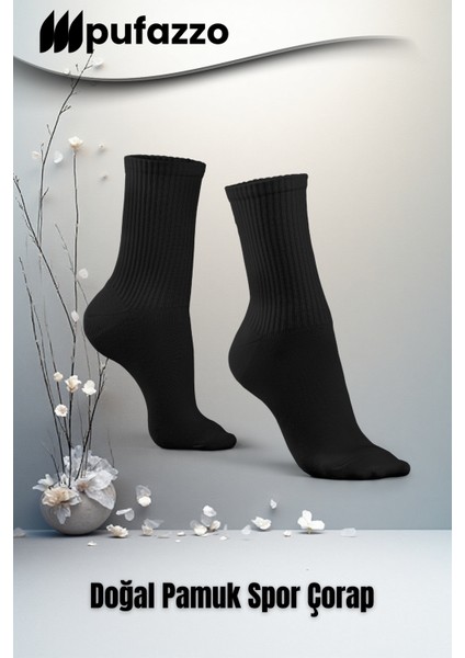 Uniseks Siyah Tenis Spor Çorap 6'lı Set - Doğal Pamuk, Dikişsiz, Havlu Taban Soket Çorap indirimleri
