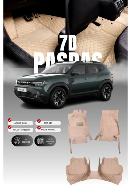 Renault Duster Eco-G (2024 ve Sonrası) 7d Deri Havuzlu Oto Paspas | Tam Koruma & Hızlı Montaj