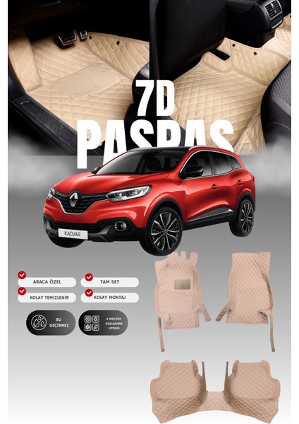 Renault Kadjar (2015-2021) 7d Deri Havuzlu Oto Paspas | Tam Koruma,araca Özel & Hızlı Montaj