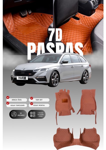 Skoda Octavia (2019 ve Sonrası) 7d Deri Havuzlu Oto Paspas | Tam Koruma,araca Özel & Hızlı Montaj