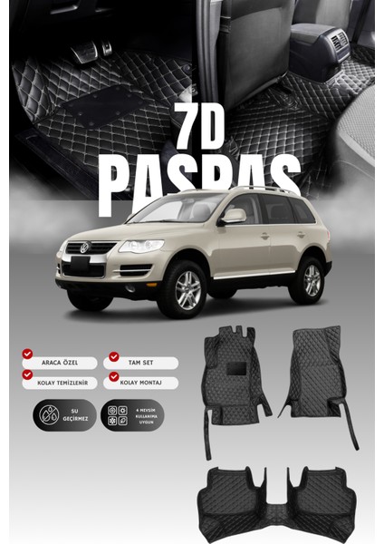 Volkswagen Touareg (2004-2010) 7d Deri Havuzlu Oto Paspas | Tam Koruma,araca Özel & Hızlı Montaj