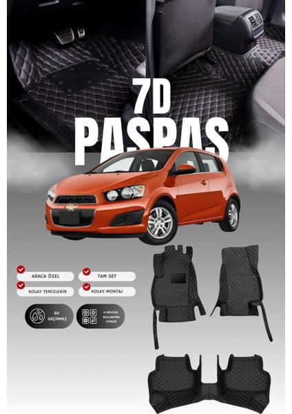 Chevrolet Aveo (2011-2020) 7d Deri Havuzlu Oto Paspas | Tam Koruma,araca Özel & Hızlı Montaj
