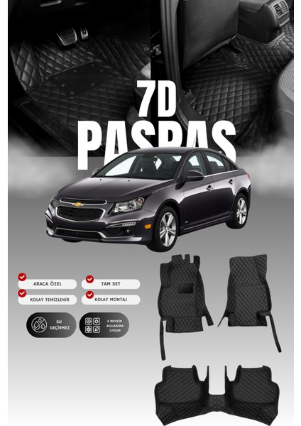 Chevrolet Cruze (2008-2016) 7d Deri Havuzlu Oto Paspas | Tam Koruma,araca Özel & Hızlı Montaj