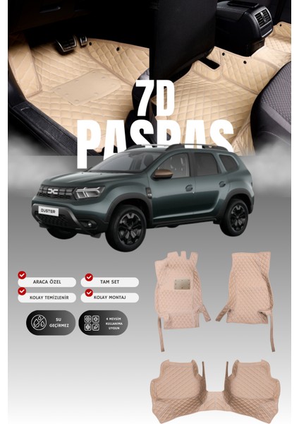 Dacia Duster (2017 ve Sonrası) 7d Deri Havuzlu Oto Paspas | Tam Koruma,araca Özel & Hızlı Montaj