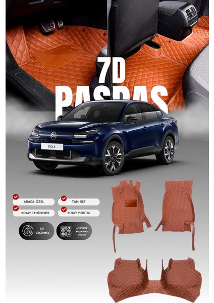 Citroen C4X Elektrikli (2022 ve Sonrası) 7d Deri Havuzlu Oto Paspas | Tam Koruma & Çift Katmanlı